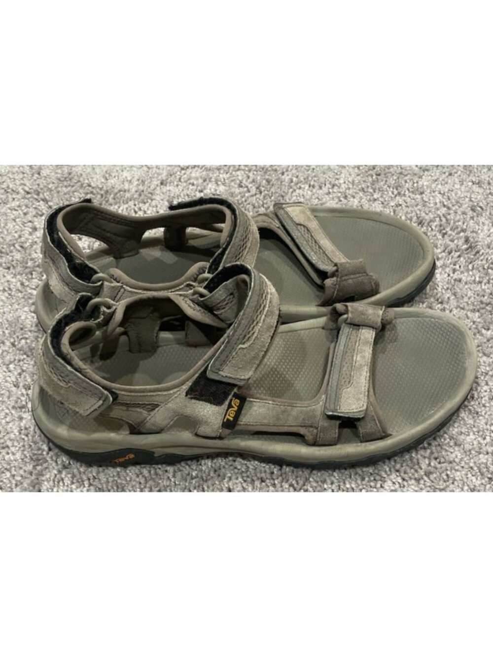 Teva Hudson Sandals Men’s Size 12.5 Taupe Suede Leather Adjustable Straps